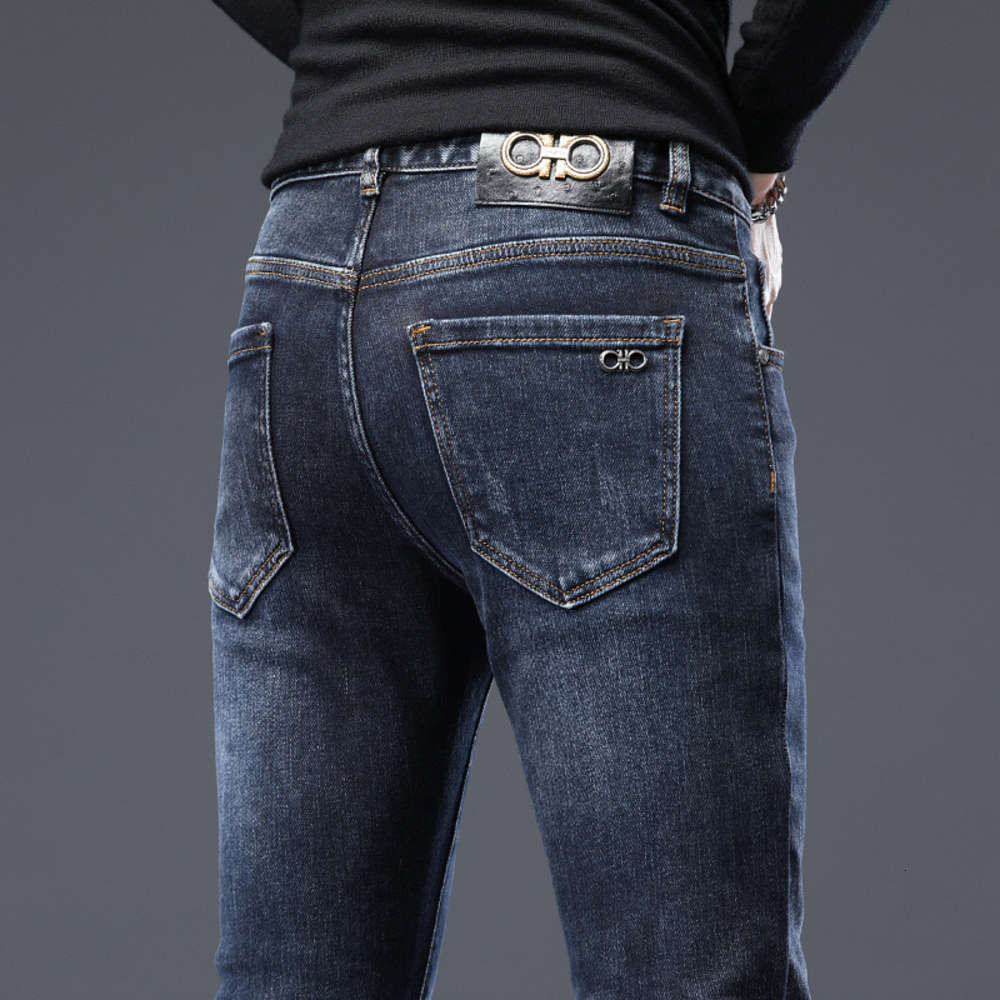 

Autumn Men's Jeans Trousers Cotton Straight Elastic Italy Ferraga Brand Busin Pants Classic Winter Denim Male, Mk9206