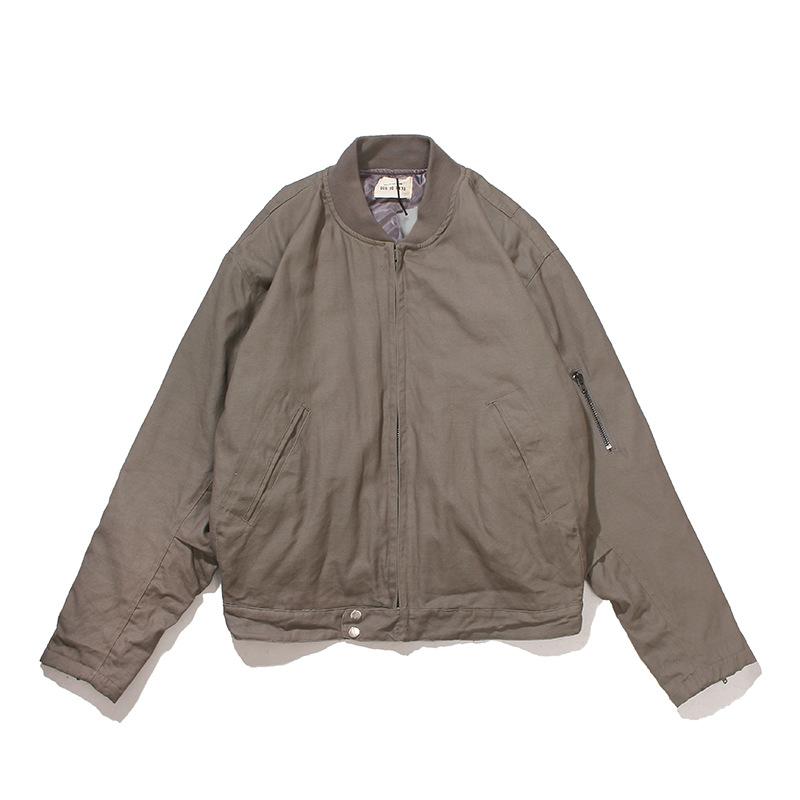 

Chao Brand Fog Fashion Jacket Street Simple Loose Letter Printed Baseball Collar Thickened Cotton Men' Jackets, Black