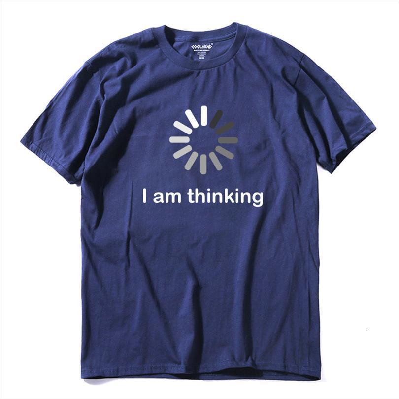 

coolmind qi0235a casual mens t shirt short sleeve summer design comfortable kintted im thinking printed men, White;black