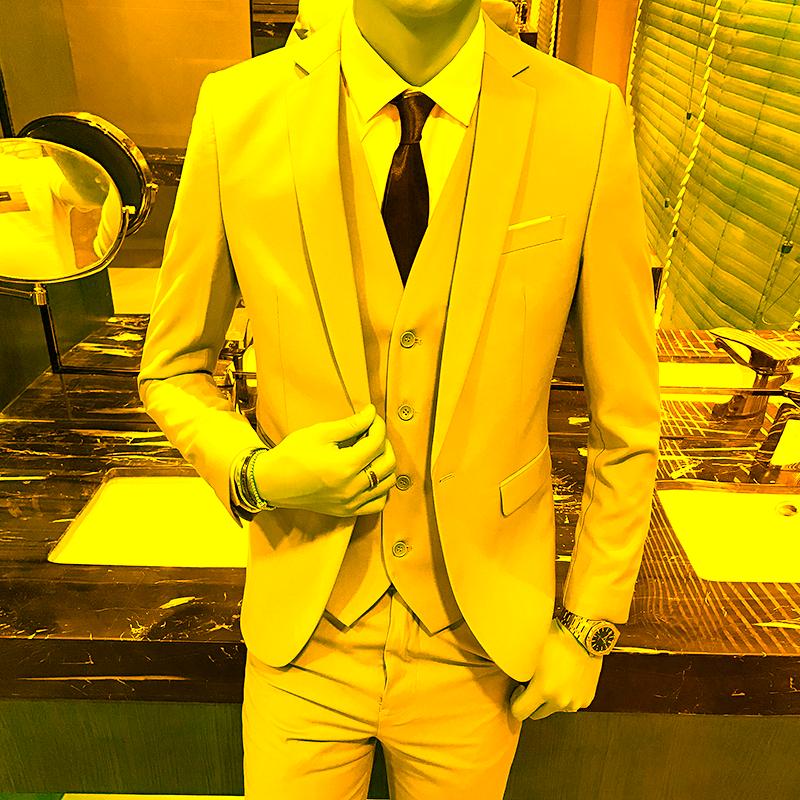 

Men's Suits & Blazers ( Jacket + Vest Pants ) 2022 Suit Fashion Boutique Solid Color Groom Wedding Dress / Mens Business Casual, White;black