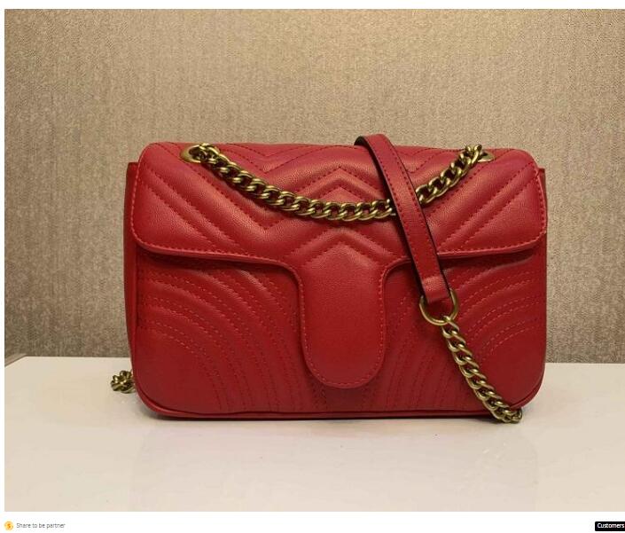 

Fashion Leather Hand Messenger Luxury Designer high quality bag women's straddle single shoulder chain leisure fashion Tote W/Box, Red