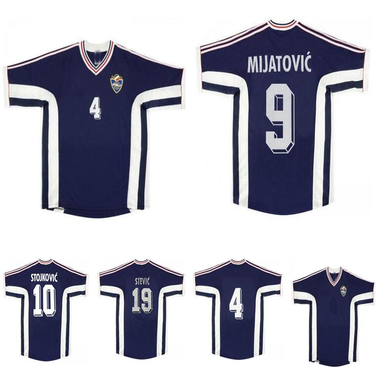 

1998 Yugoslavia retro soccer jersey 98 00 Mijatovic Mihajlovic Stankovic Jugovic Stojkovic SAVICEVIC vintage classic football shirt, Black;yellow