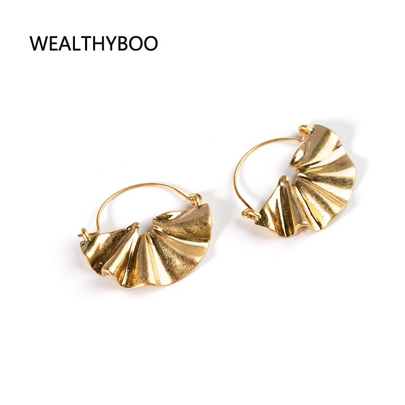 Fan Shape Metal Drop Earrings For Women Fashion Jewelry Dangle Bohemia Creative White/Golden Fans Earring & Chandelier-image-697468236