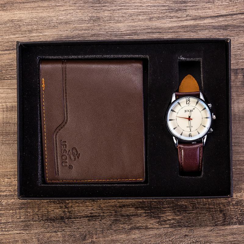 

Men's Gift Set, Beautifully Packaged Watch + Wallet Selling Creative Combination Set Men Wristwatches, Brown
