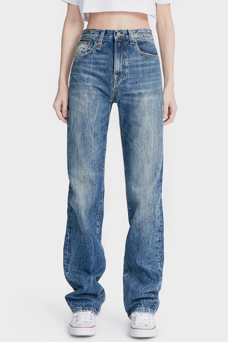 

Women Jeans Pants Straight Wide-leg Women's, Blue