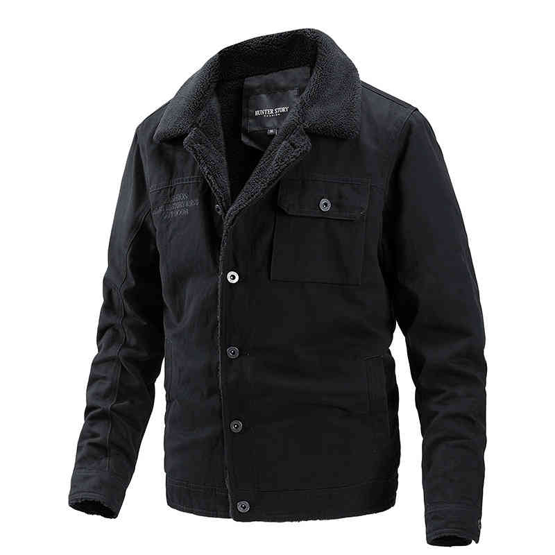 

2021 winter new plush et casual coat men's fashion trend, Black
