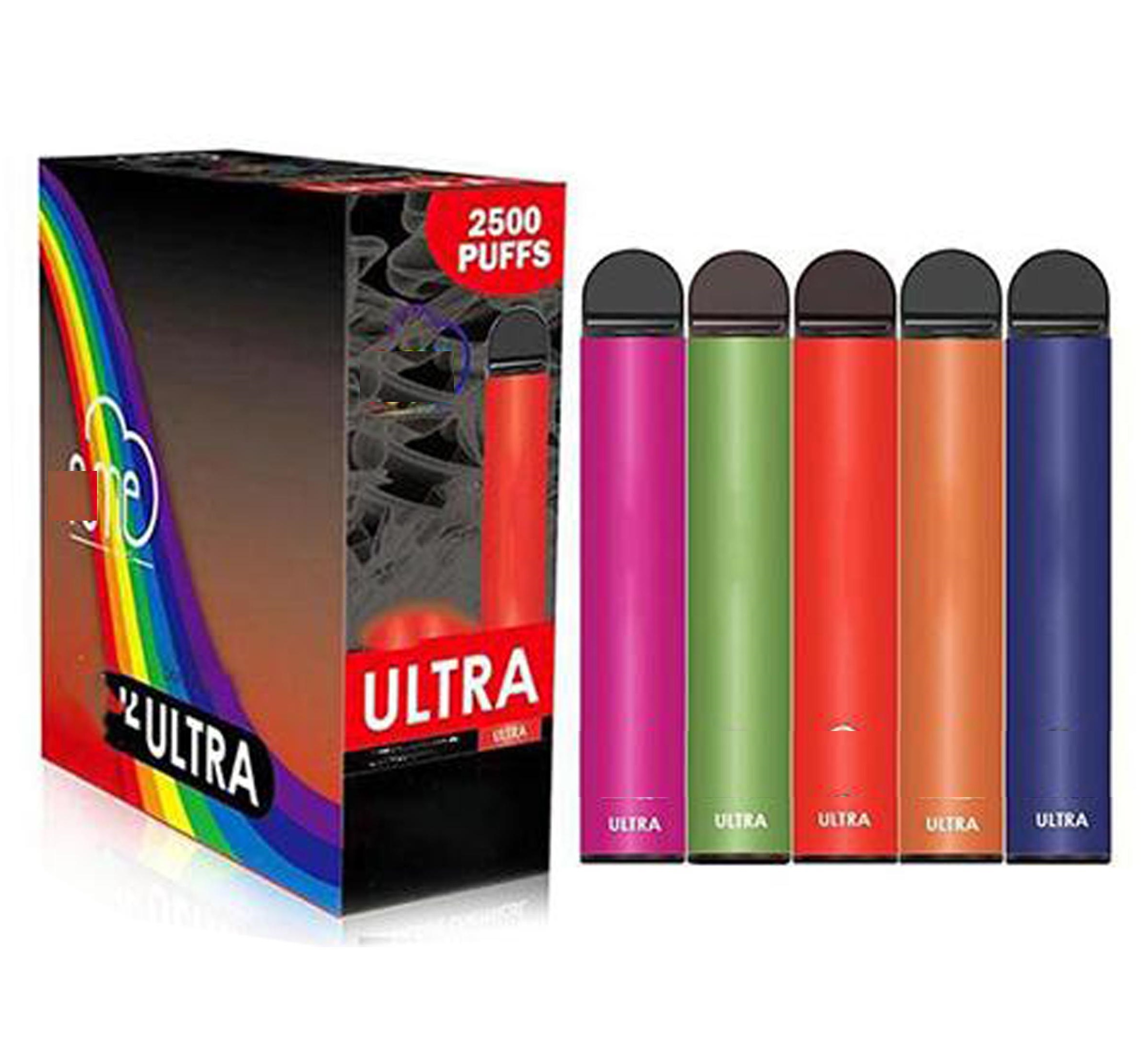 

Ultra 2500 Puffs Disposable Cigarette Vape Pen 850mAh Battery 9ml Pod Prefilled Starter Kit 10 color