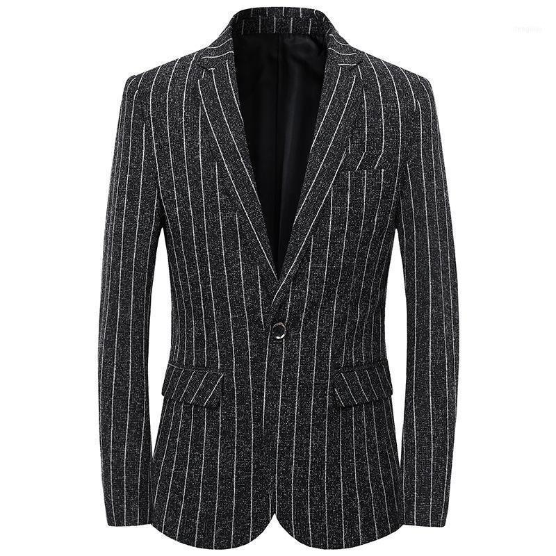 

Men Blazer Masculino Single Button Business Informal Male Casual Slim Fit Costume Homme Fashion Striped Blazers Mens Suit Jacket1, White gray