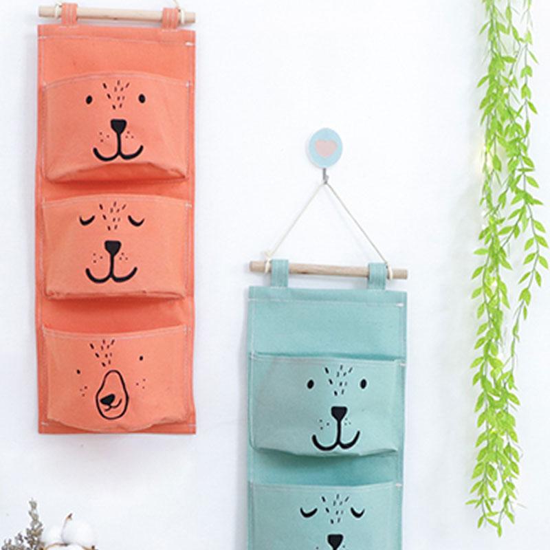 

Storage Boxes & Bins Hanging Bag Wall 3 Pocket Hanger Folding Clothes Sundries