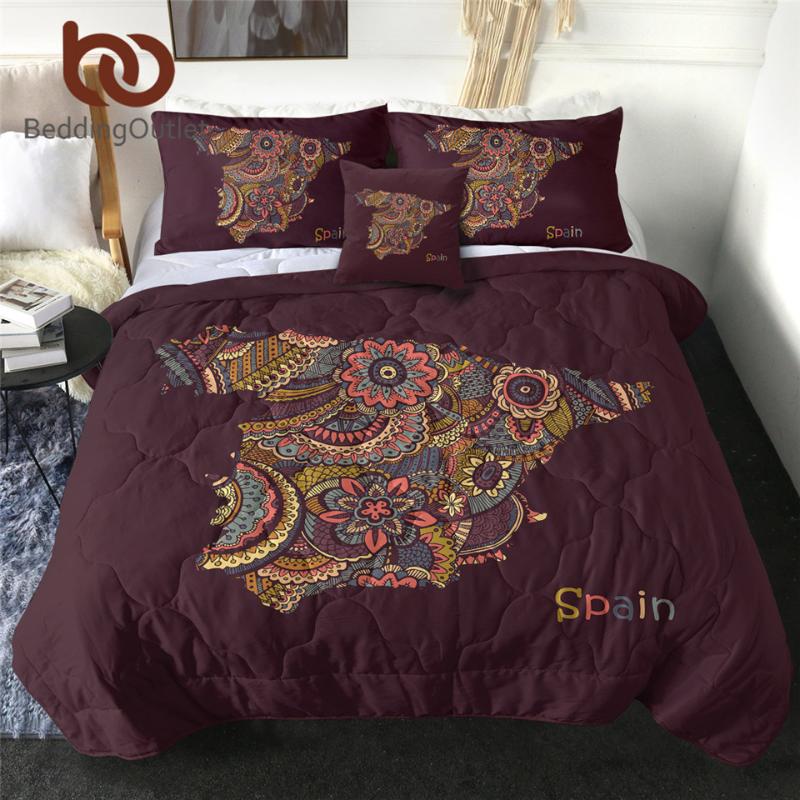 

BeddingOutlet Map Thin Quilt Spanish Protection Summer Blanket Mandala Soft Duvet Floral Comforter 4pcs Bohemian Colcha De Cama Comforters &
