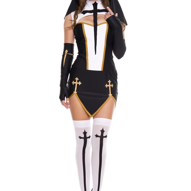 

Sexy Bad Habit Nun Costume Religious Sister Fancy Dress 210616, White