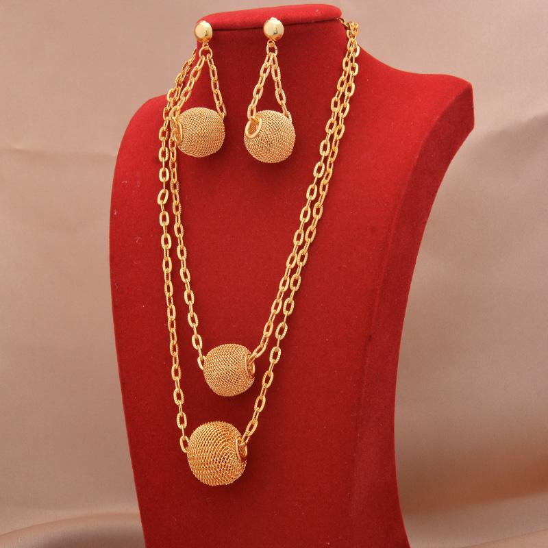 

Earrings & Necklace Dubai Jewelry Sets 24K Gold Plated Luxury African Wedding Gifts Bridal Bracelet Ring Jewellery Set For Women, As pic