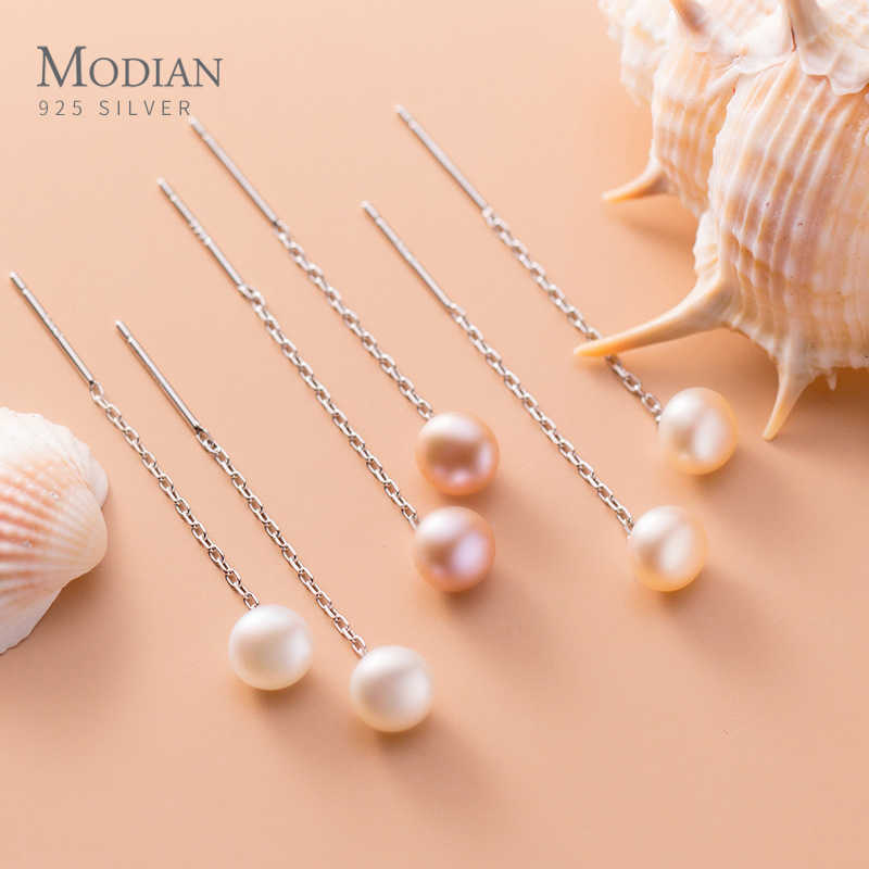 

Brand 100% Minimalist Elegant Pearl 925 Sterling Silver Drop Earrings for Women Girl Fashion Wedding Party Fine Jewelry 210707