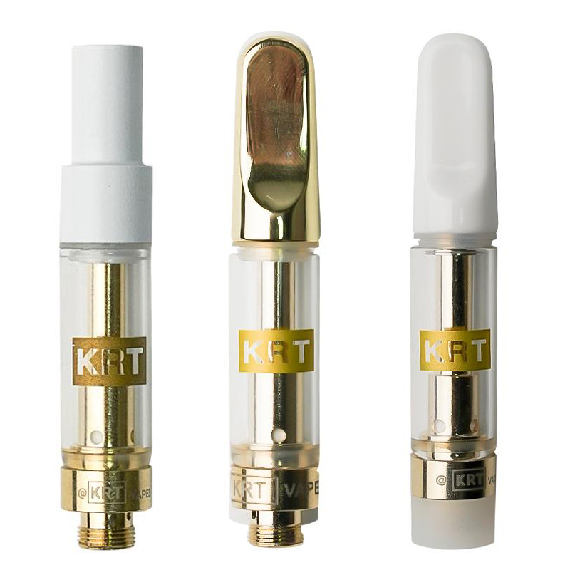

KRT Vape Carts Premium Atomizer Ceramic Gold Glass Tank 0.8ml 1.0ml 510 Thread Thick Oil Dab Cartridges Disassembled Packed in Foam