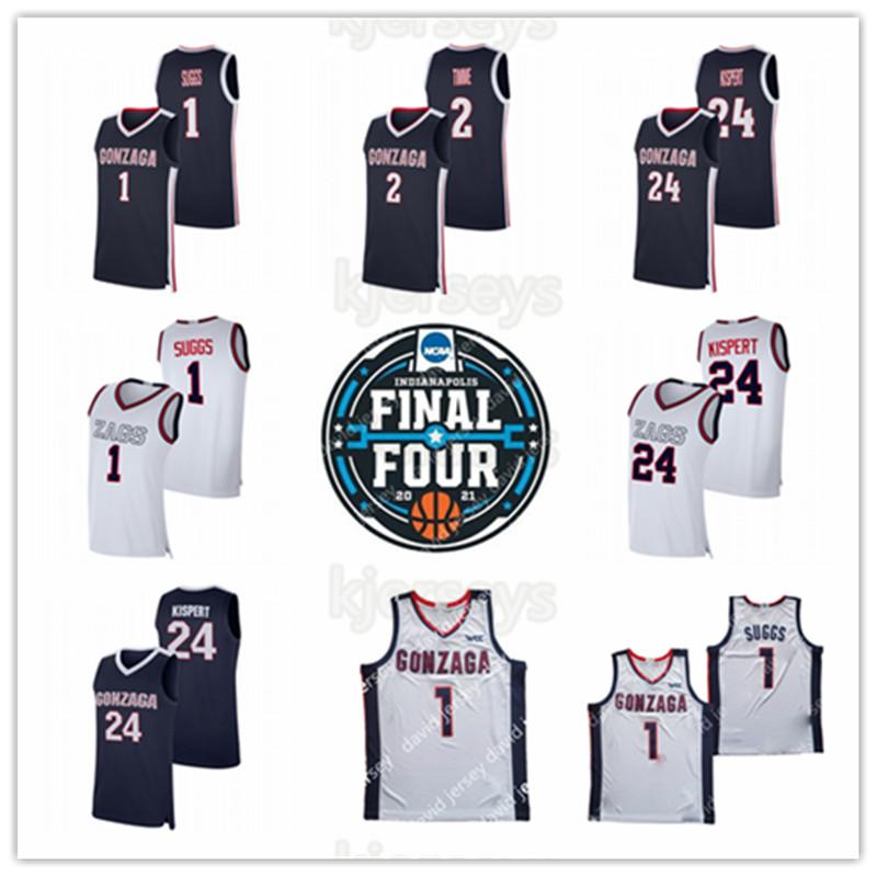 

2021 Final Four 4 NCAA College Gonzaga Basketball Jerseys 1 Jalen Suggs 2 Drew Timme Corey Kispert Jersey Home Away White Grey Navy Black Ad, Black;red
