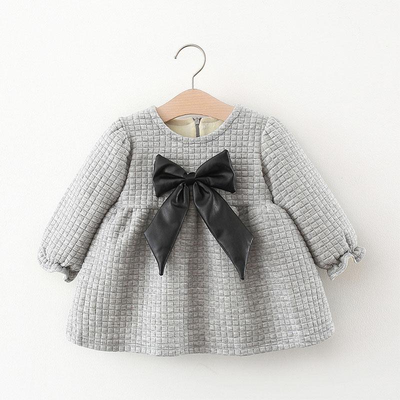 

Girl's Dresses 0-2 Years Old Infant Girls Bow Cute Princess Fashion Toddler Kids Plaid Solid Costume Borns Winter Thick Vestidos, Af634pink