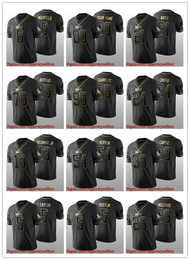 

Jersey Cleveland''Browns''MEN''NFL''Women Youth Black Golden, Custom