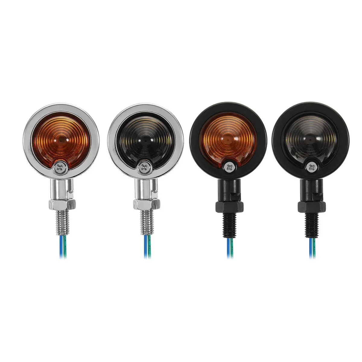 

Motorcycle Black Chrome Bullet Turn Signal Indicators Lights For Harley Cafe Racer