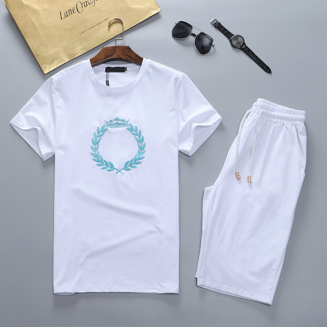 

Luxurys Designers Dress Mens Fashion Tracksuit with Letters Embroidery Women Summer Sportswear Short Sleeves Pullover Jogger Pants Suits 100% cotton Sportsuit #20, White