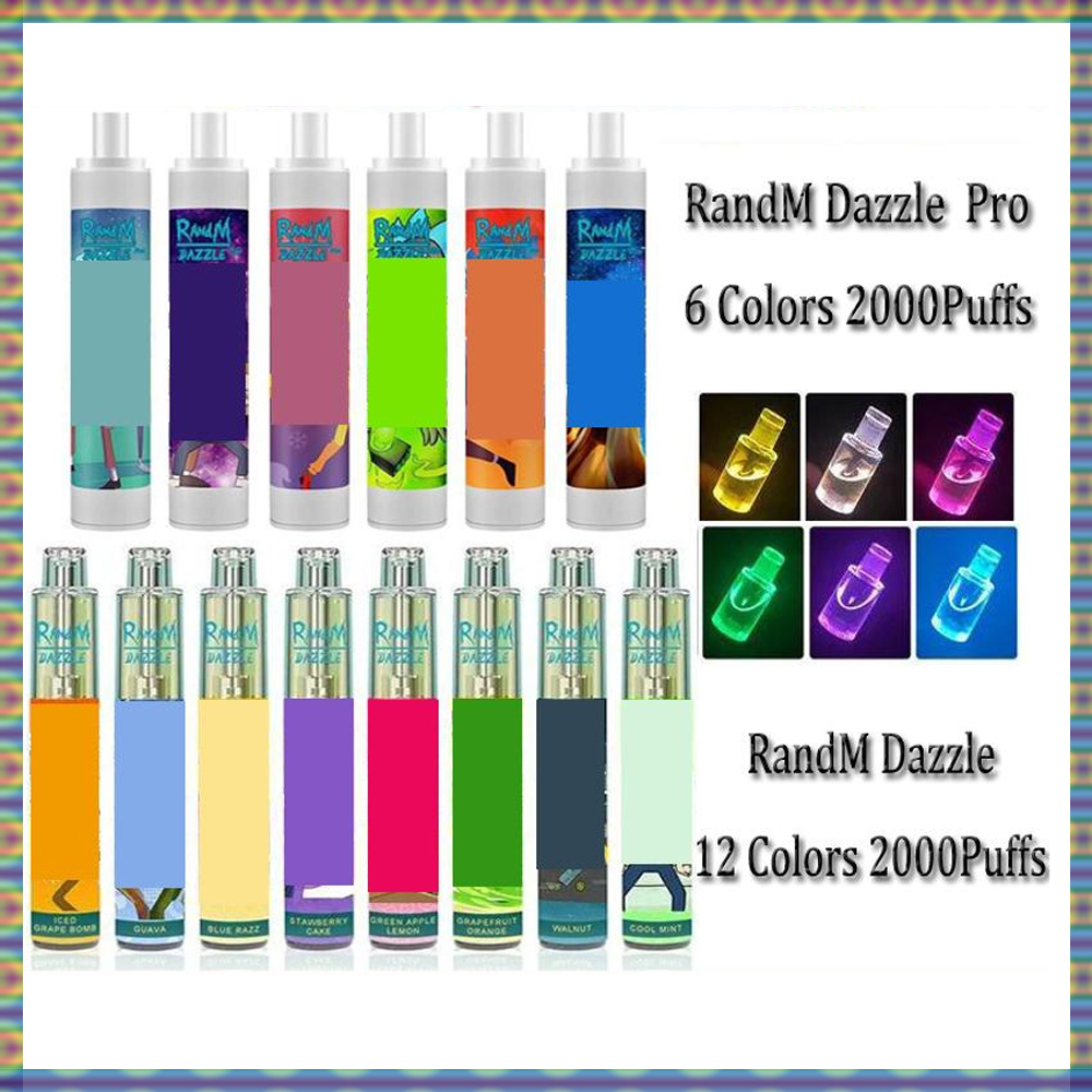 

100% Authentic RandM Dazzle Pro Disposable Electronic Cigarettes Device Kit 6ml Pods 2000 2600 Puffs 1100mAh Battery Vape Bar Penrefilled R and M