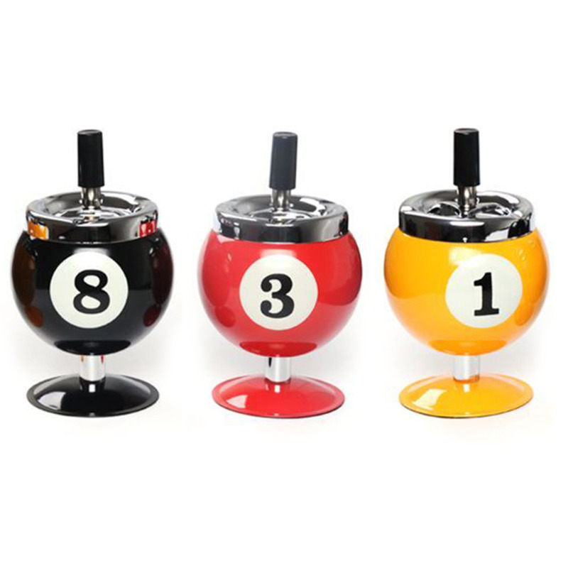 

Creative Metal Plastic Round Ashtray with Lids Press Rotary Portable Cigarette Holder Car Ashtrey