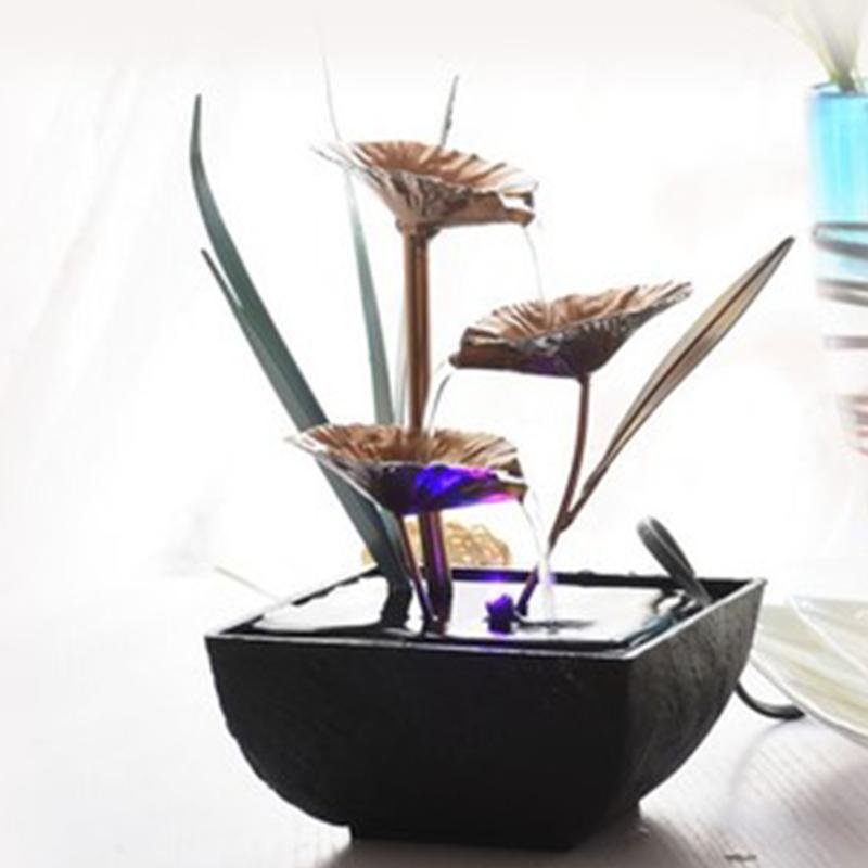 

Garden Decorations Indoor Water Fountain Simulation Resin Lily Pad With Automatic Pump Compact Flowing Tabletop Decoration For Office