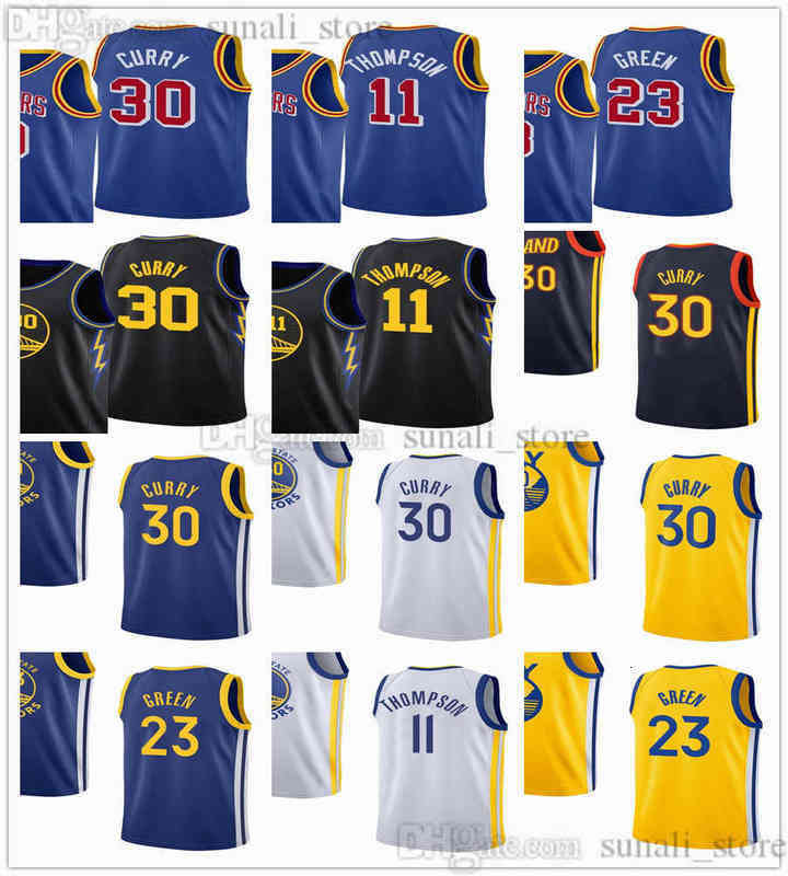 

-22 Men Women Kids Youth Stephen 30 Curry Jerseys Klay Basketball 11 Thompson Draymond 23 Green City Black Navy Yellow Blue White