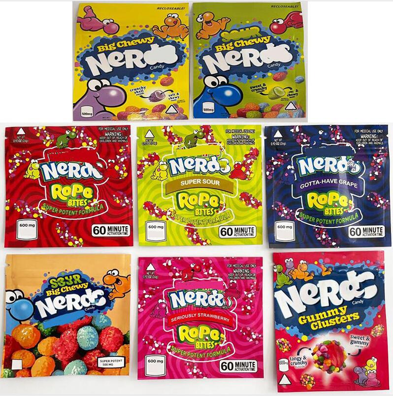 

Square Rope Bites gummies candy gummy bag 500mg resealable plastic edibles packaging cluster big chewy sour zipper bags