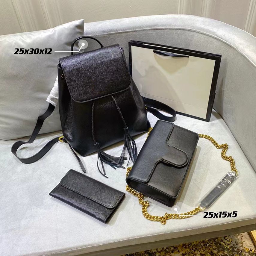 

3PC Luxurys designers Women Fashion Totes handbags cross body Shoulder Bags combination famous classic caviar capacity portable day backpack 17, Box