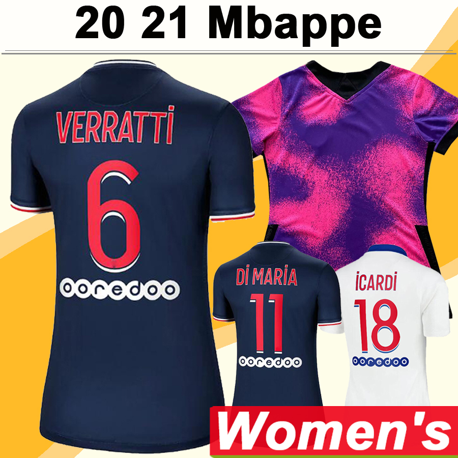 

20 21 DI MARIA MBAPPE ICARDI Women Soccer Jerseys New DRAXLER New Home Away Football Shirt KIMPEMBE VERRATTI Lady Maillots de Foot, Nv110 2021 home ... patch
