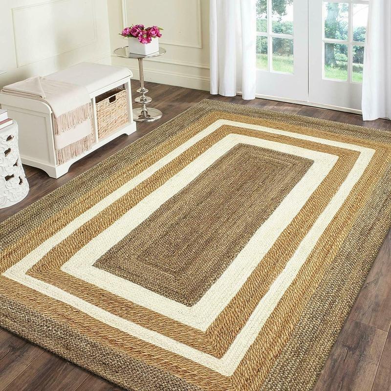 

Carpets Jute Rug Rectangle Handmade Runner Braided Style Reversible Rugs Mat