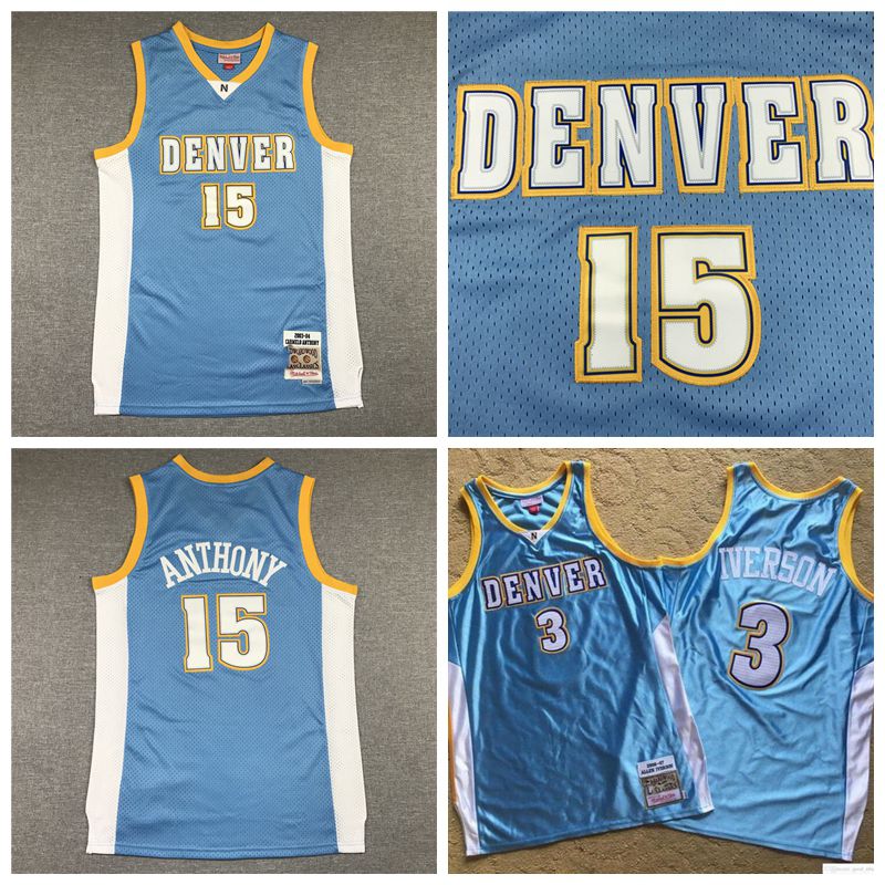 

Men Denver Nuggets Allen Iverson 3 Carmelo Anthony 15 Mitchell & Ness 2003-04 2006-07 Hardwoods Classics Authentic Jersey 01, Color1