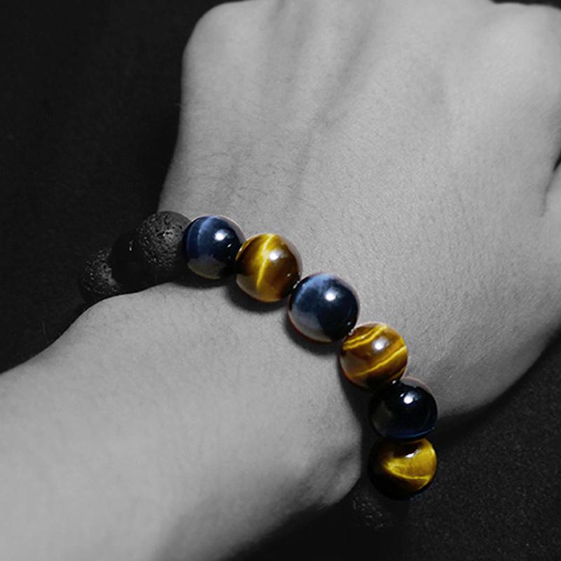 

Charm Bracelets Mcllroy Men Bracelet Handmade 12mm Tiger Eye Lava Stone Man Homme Mens 2021 Pulsera Hombre Drop Shop