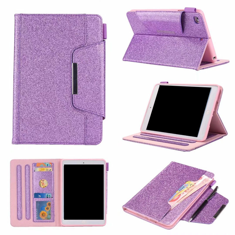 

Leather Wallet For iPad Mini 6 1 2 3,4,Ipad 2 3 4, 5 6 Air 2 9.7'',2017 2018 PU Luxury Bling Glitter Sparkle Pouch Card Case Skin Holder Stand Kickstand Flip Cover