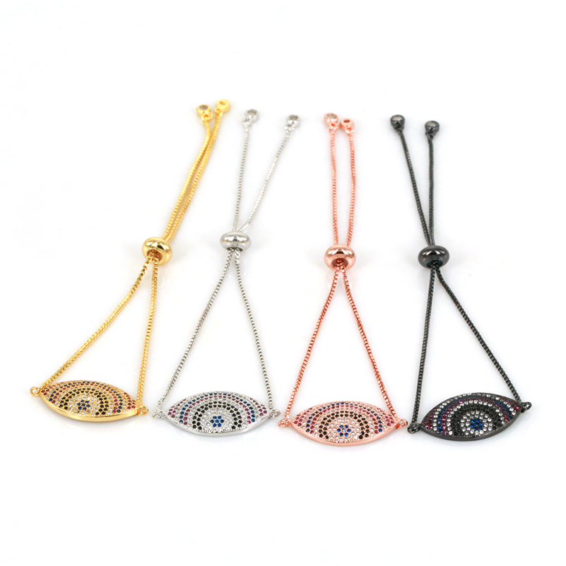 

Style Turkish Evil Pave CZ Blue Eye Gold Chain Fashion Charm Bracelets for Women DIY Jewelry