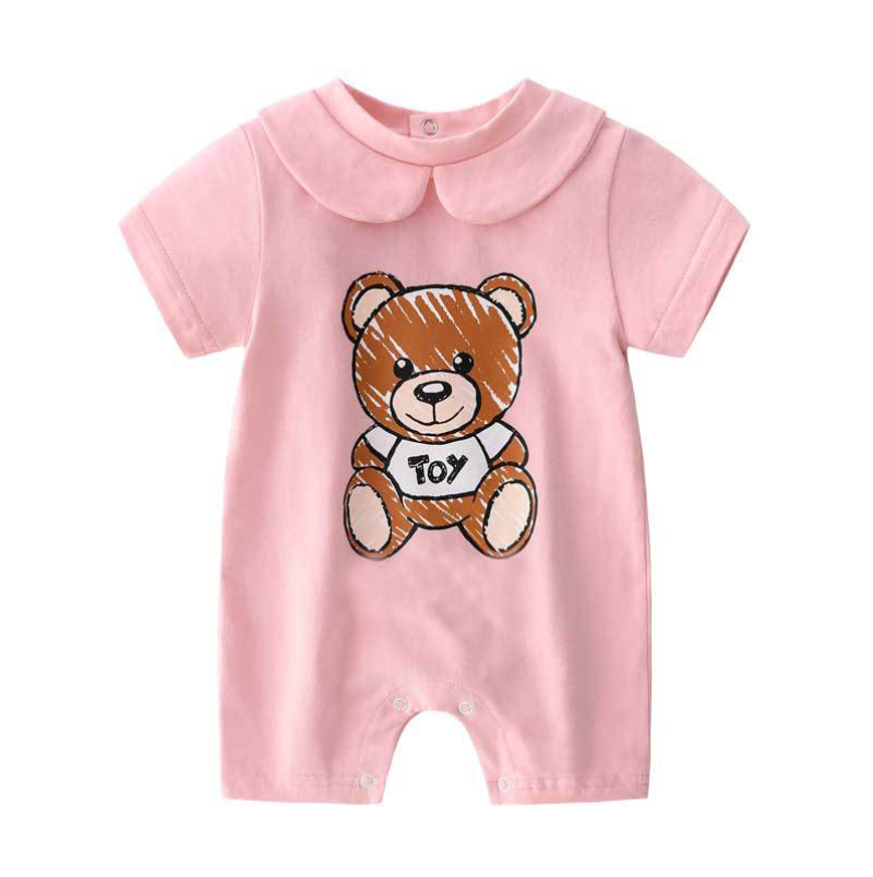 

Newborn Baby Clothes Unisex Short-sleeved Cotton Little Print Bear BB New Born Baby Boy Girl Romper Jumpsuit, Long sleeve gray
