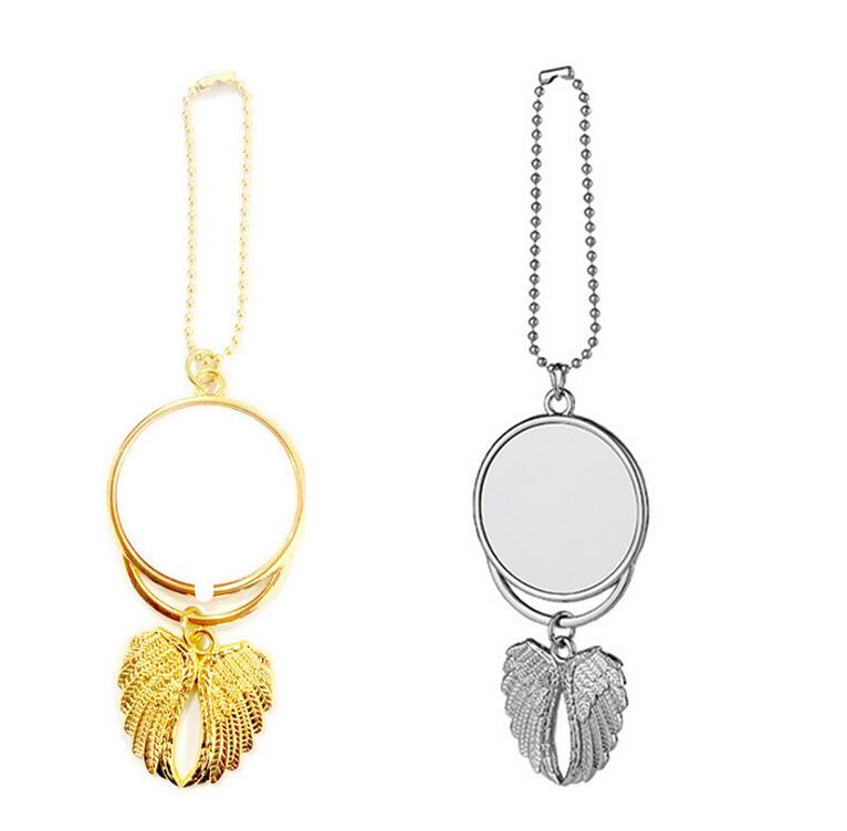 

Sublimation Blank Pendant Heat Transfer DIY Gifts Three Styles Car Pendants Metal Angel Wings Ornaments