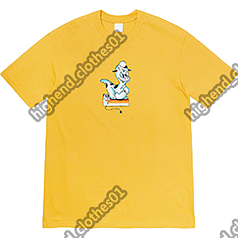 

Designer European mens womens clothing t shirts Fashion SUP round neck cartoon dinosaur print high quality street men's and women's t-shirt, White;black