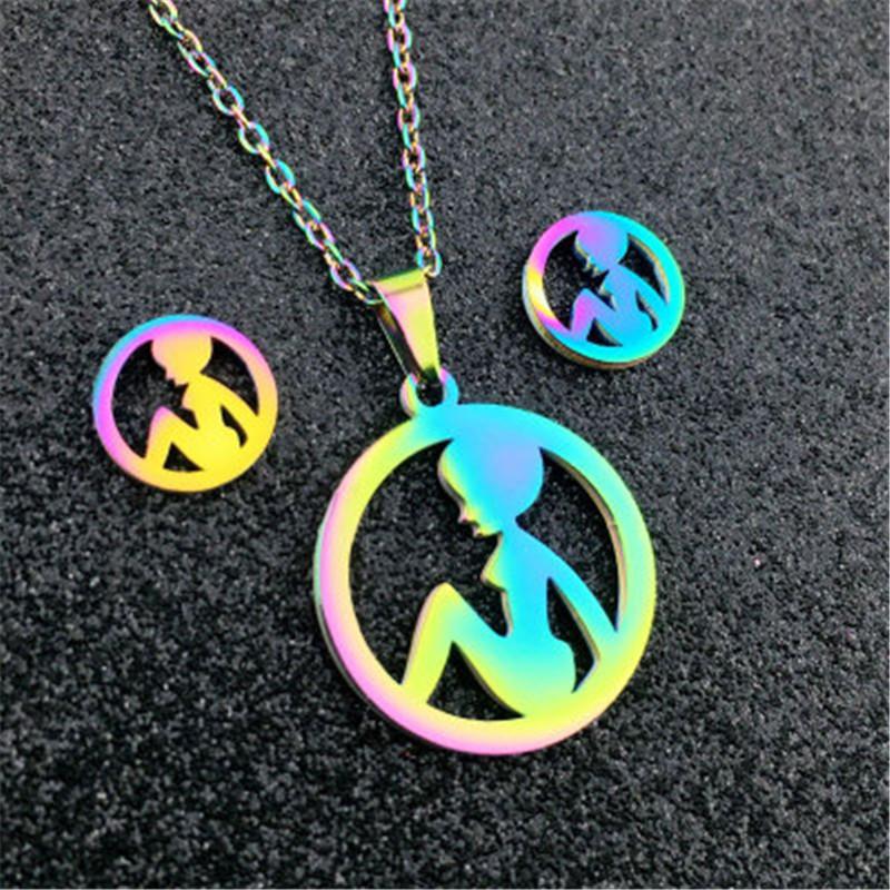 

Earrings & Necklace QIAMNI Dainty Dazzling Colorful Stainless Steel Sexy Lovely Girls Jewelry Set Earring For Women Girl Lovers Gift Charm, Silver