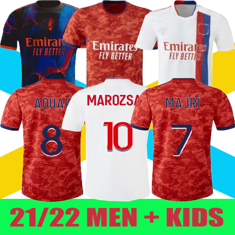

21 22 Olympique Lyonnais Lyon soccer jersey 2021 2022 maillots TOKO EKAMBI MEMPHIS Kadewere AOUAR L.Paquetá BRUNO G. men kids kit football shirts fans player version, Home+ patch