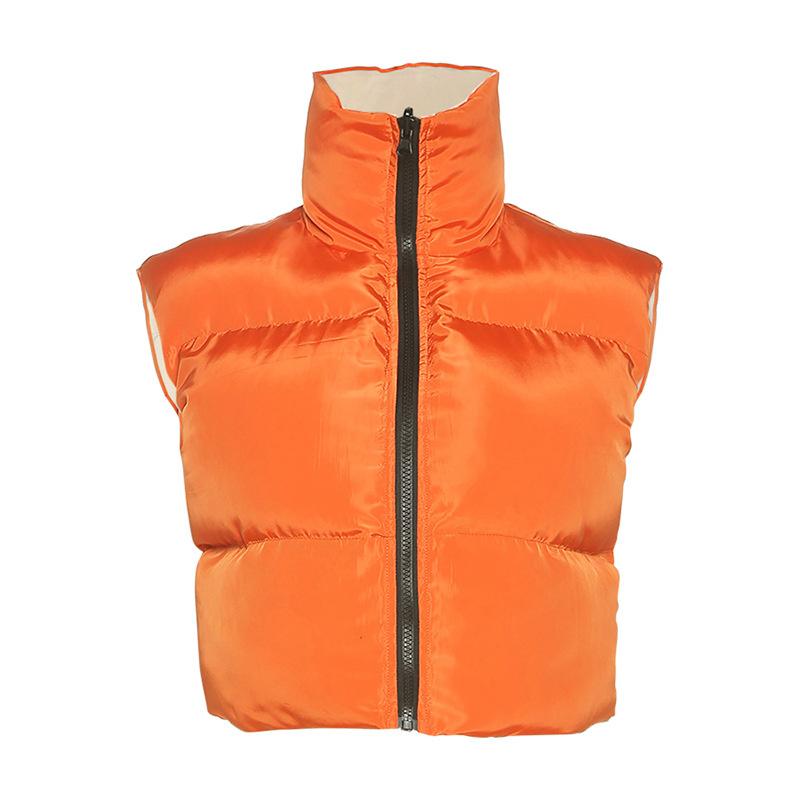 

Women' Vests Fashion Autumn Winter Sleeveless Cotton Jackets For Women 2021 Solid Color Zipper Short Waist Coat Streetwear Clothes, Black