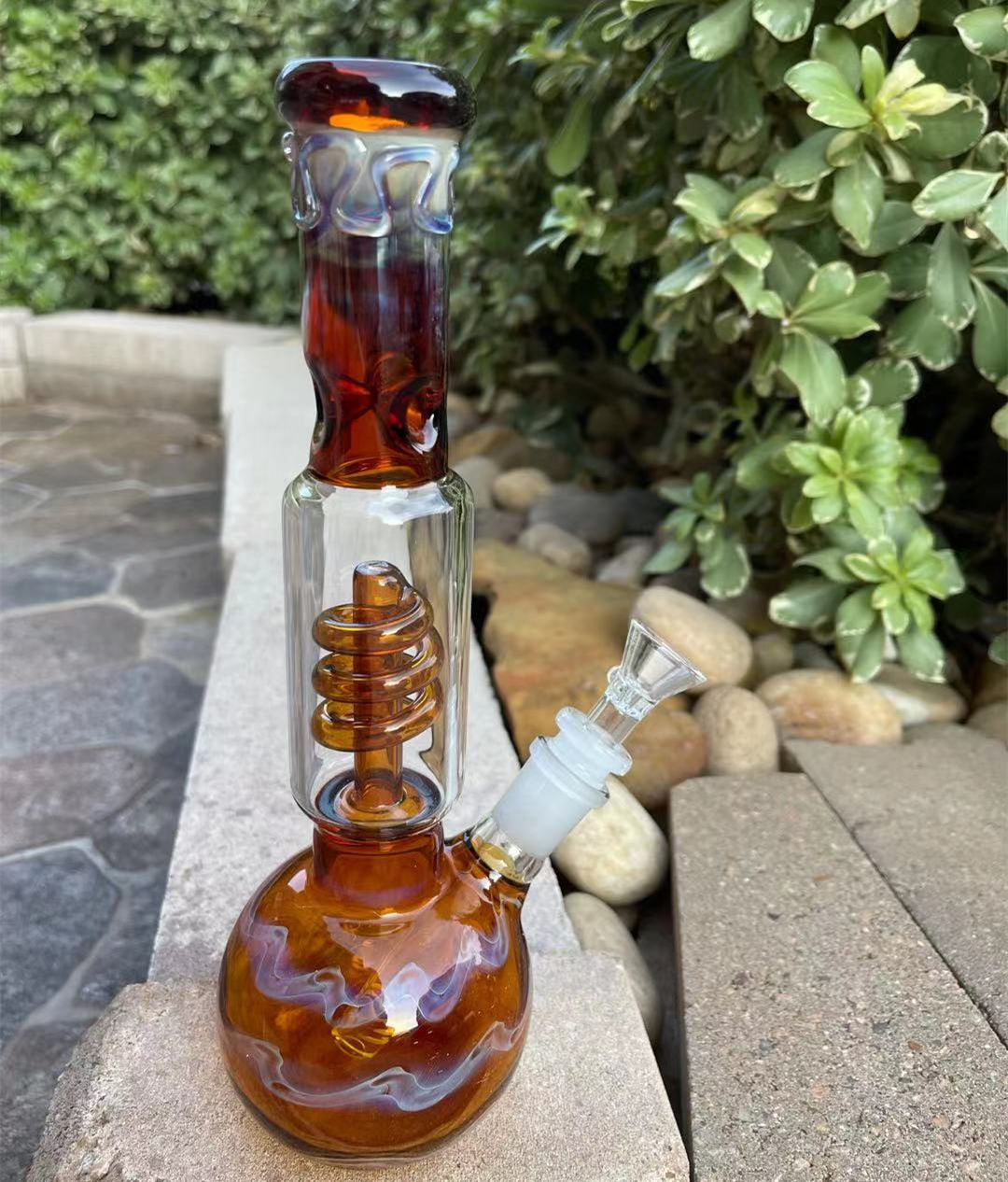 

26CM 11 Inch Glass Bongs Golden Vintage Assorted Color Hookah Twisted Filter Tube Oil Rigs Bubbler Water Pipe Bong 14mm Bowl US Warehouse