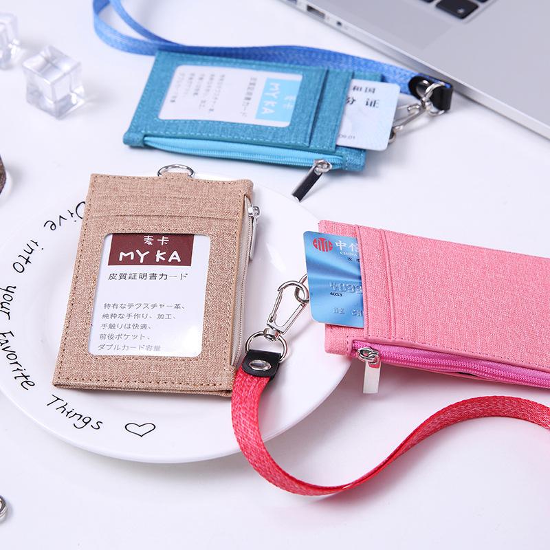 

Card Holders 1pc Neck Strap Lanyard Cover Name Badge Bag With Bank Credit ID Slot Bus Business Holder Wallet Coin Purse, Random color 1pc