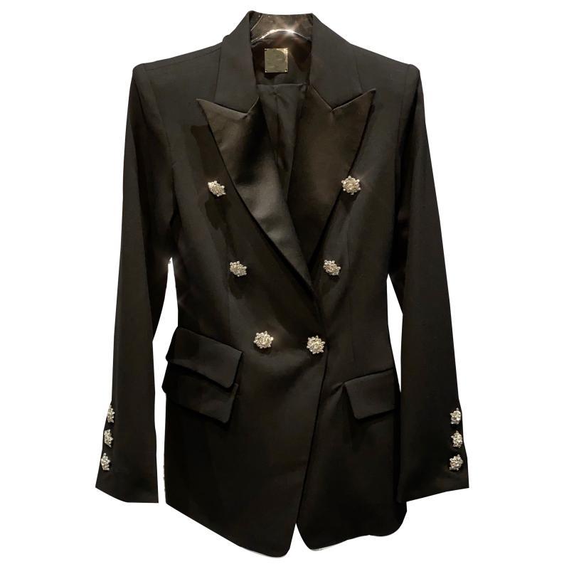 

Arrival Spring Fashion Diamond Double Breasted Blazer Women Notched Ol Slim Small Suit Women' Suits & Blazers, Black