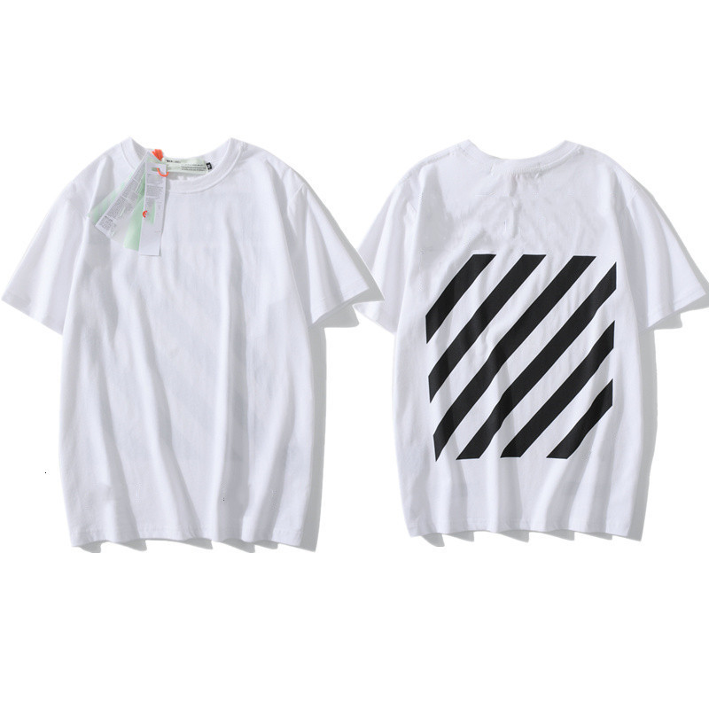 

Fashion Summer Off Style White Short T-shirt Men and Women Cartoon Half Sleeve Tee Fashion Trend Couple Style Universal Short-sleeved Top, White;black