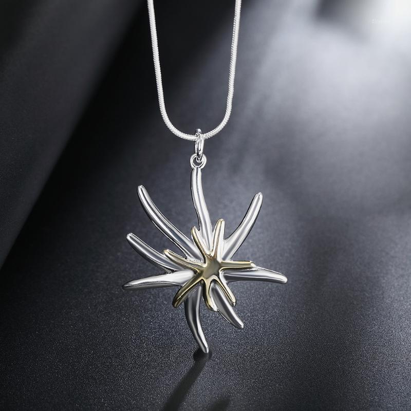 

Sterling Silver Necklace For Women Starfish Flower Pendant18 Inches Christmas Gifts Fashion Party Jewelry Chains
