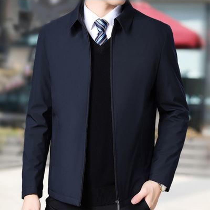 

Men's Jackets Male Autumn Executive Jacket, Casual With An Open Collar, Zipper, Plain, Middle-aged, Dad's Clothes, Clothing, Black;brown