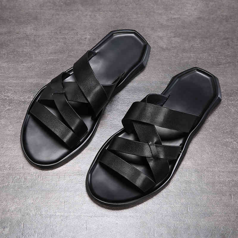 

Sandals Men's sandal summer top layer leather shoes beach fasion casual breathable non-slip soft soles men 10JD, 32004