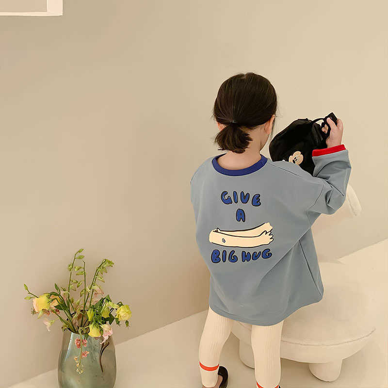 

Spring Girls Long Sleeve T shirt Dress Fashion Kids Cartoon Print Style Tops For Baby 210615, Beige