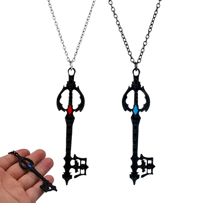 

Keychains Game Kingdom Hearts Necklace Metal Sora Keyblade Pendant Sword Neck Chain For Women Men Key Holder Jewelry